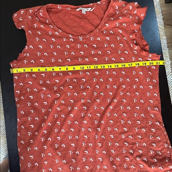 Toad & Co Rufflita Orange Leaf Print Shift Dress.
D - Picture 7 of 8